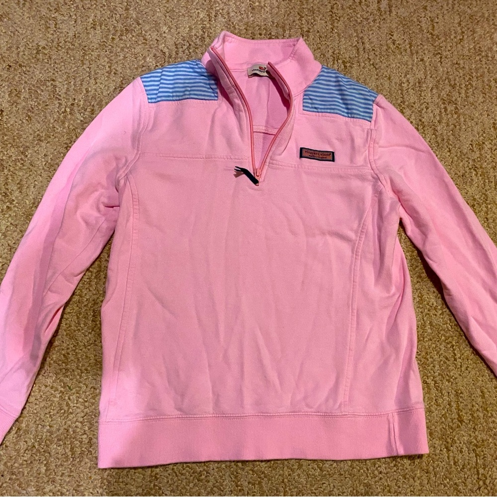 Vineyard Vines Women's Navy Blue & Pink Pullover Sweatshirt 1/4 Zip